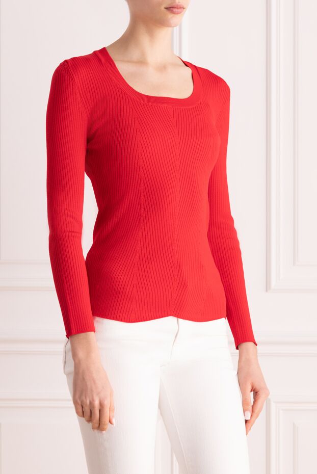 MSGM red stretch viscose jumper with square neckline 154632 - photo 3
