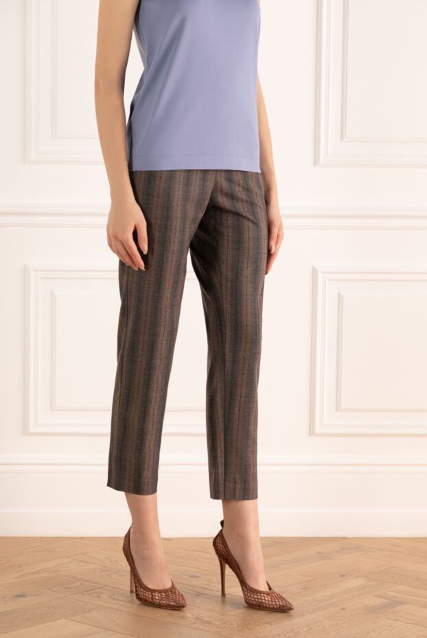 Peserico women's cropped pants with stripes in brown 154668 - photo 3