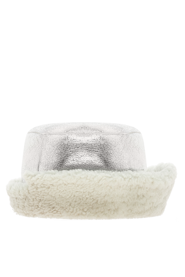 FG Furs panama hat for women gray with leather and white fur 154865 - photo 1