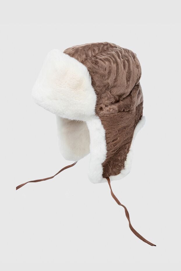 FG Furs women's fur earflap hat brown and white 154867 - photo 3