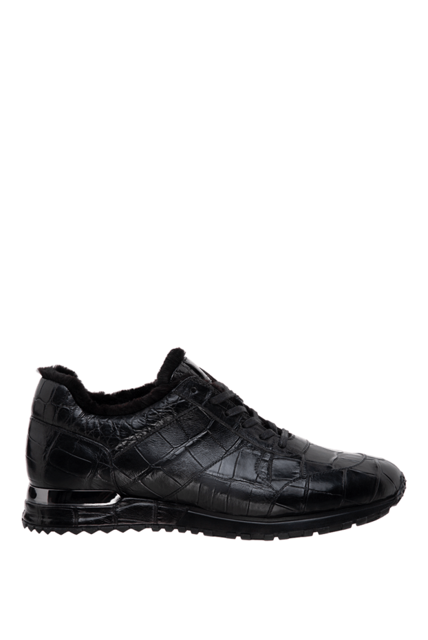Cesare di Napoli black sneakers made of genuine crocodile leather with insulated trim 154919 - photo 1
