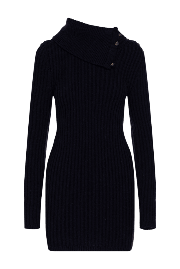 Saint Laurent blue ribbed wool mini dress with high collar and long sleeves 154953 - photo 1