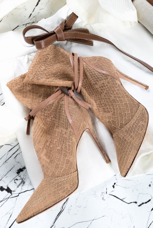 Gianvito Rossi women's beige boots with lace texture on a stiletto heel 154980 - photo 2