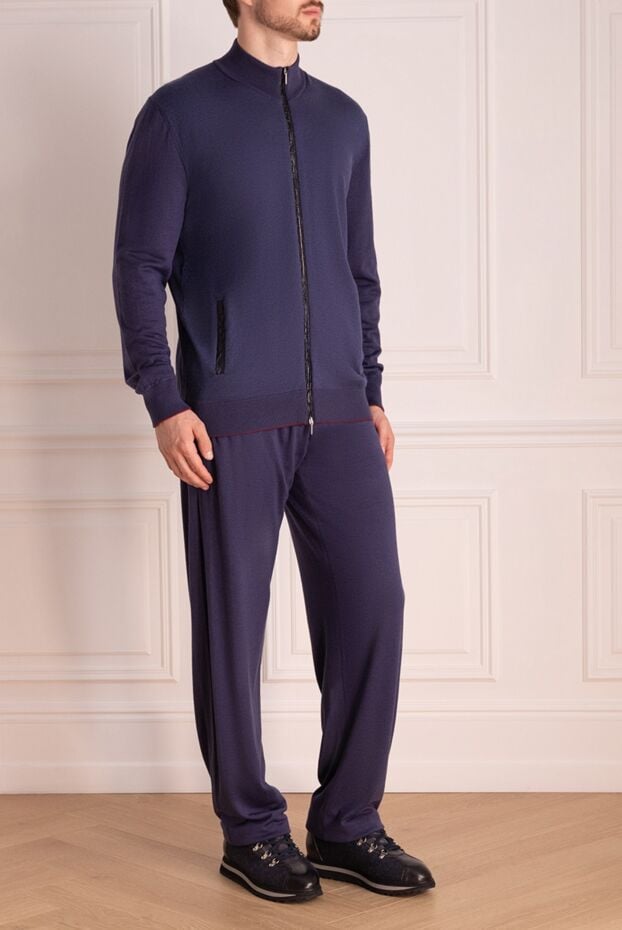 Cesare di Napoli mens blue tracksuit with stand-up collar and decorative inserts 155021 - photo 3