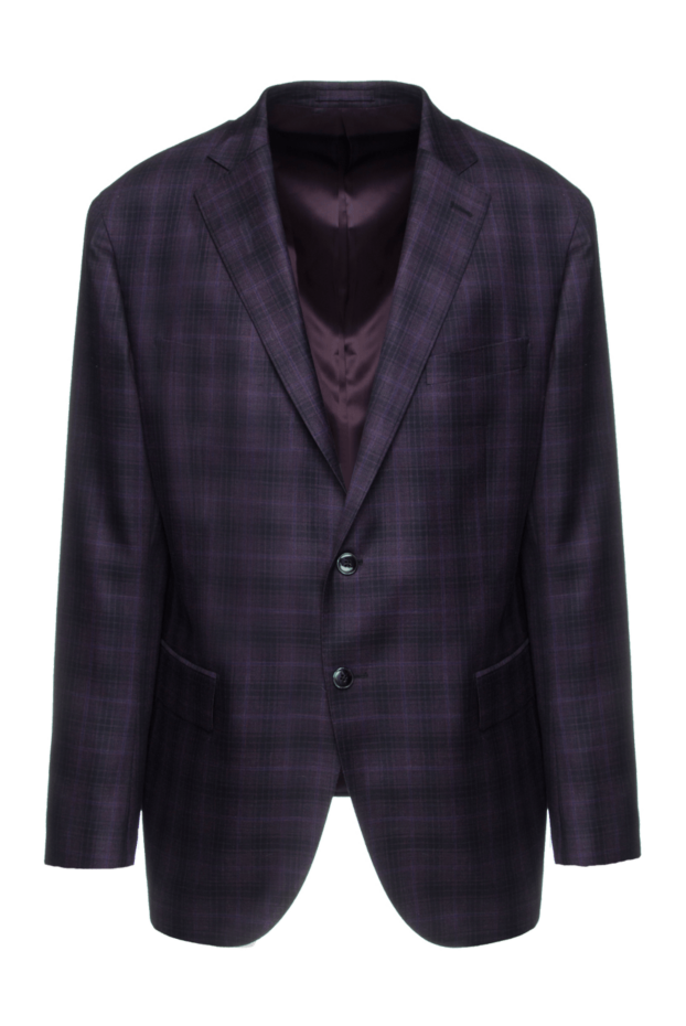 Purple wool jacket in dark check - photo 1