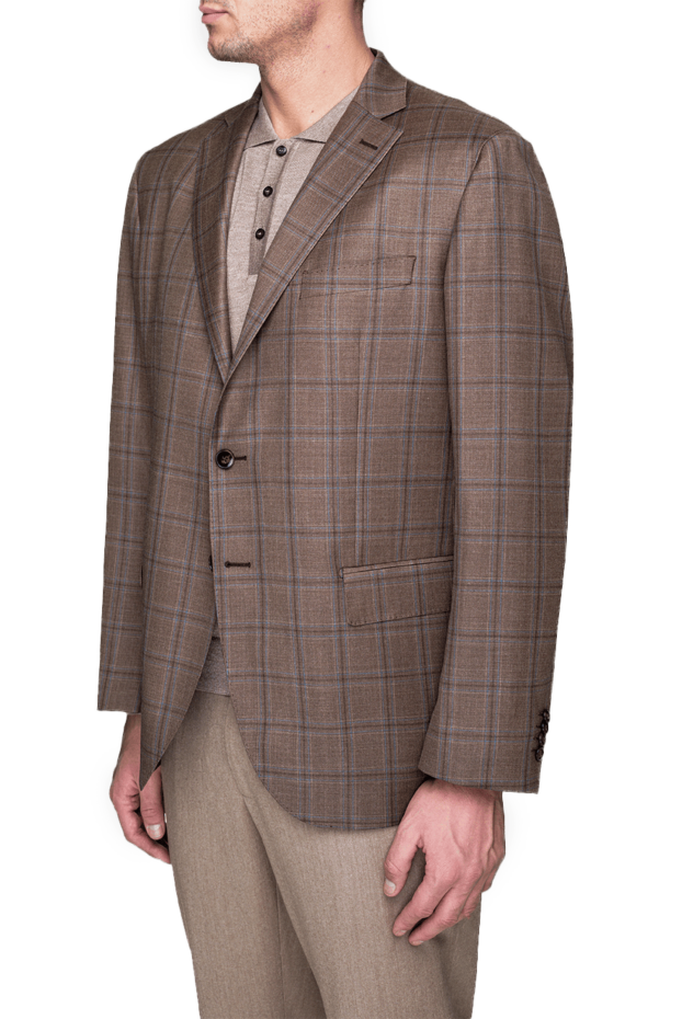 Lubiam men's tobacco colored jacket with soft blue check 155099 - photo 3
