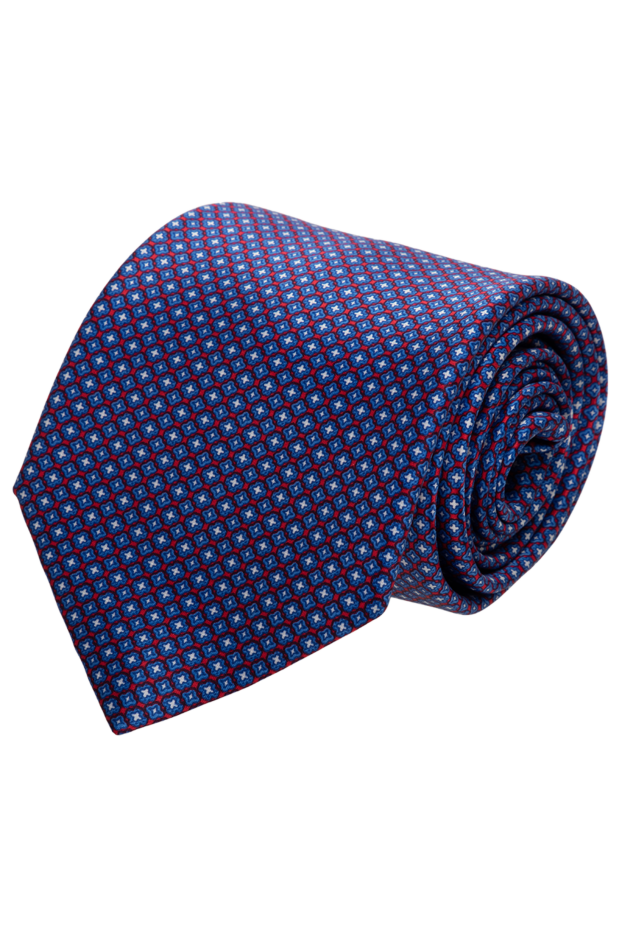 Stefano Ricci silk tie with a dark blue geometric pattern and red elements 155183 - photo 1