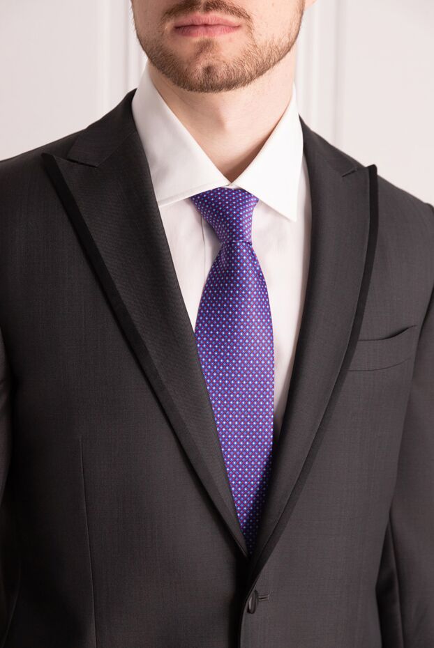 Stefano Ricci silk tie with a dark blue geometric pattern and red elements 155183 - photo 2