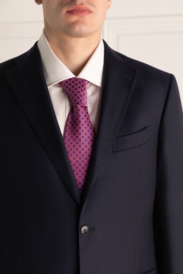 Stefano Ricci pink and blue silk tie with geometric pattern 155187 - photo 2