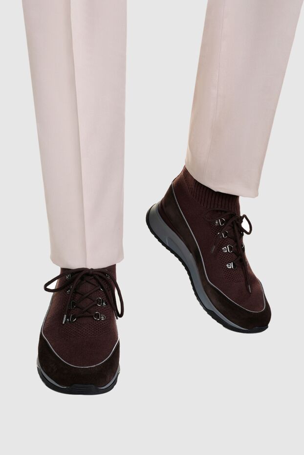 Corneliani мужские кроссовки из текстиля и замши коричневые мужские купить с ценами и фото 155255 - фото 2
