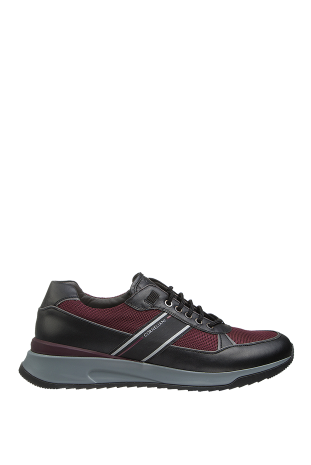 Corneliani man textile and leather sneakers burgundy for men buy with prices and photos 155257 - photo 1