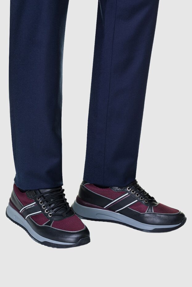 Corneliani мужские кроссовки из текстиля и кожи бордовые мужские купить с ценами и фото 155257 - фото 2
