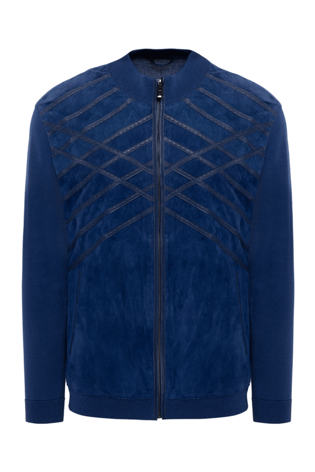 Torras blue suede and cotton combination cardigan (markdown) 196560 - photo 1