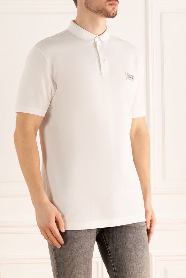 Dolce & Gabbana white cotton polo shirt with a brand logo patch for men 155329 - photo 3