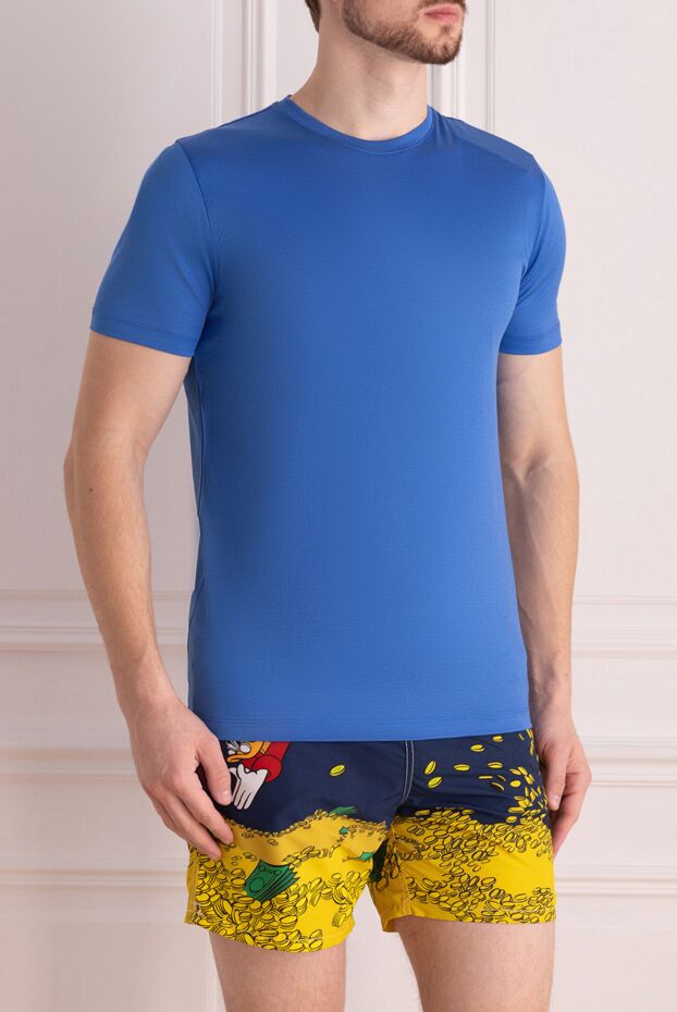 Cesare di Napoli t-shirt, tight-fitting, blue, made of elastic jersey, with short sleeves 155373 - photo 3