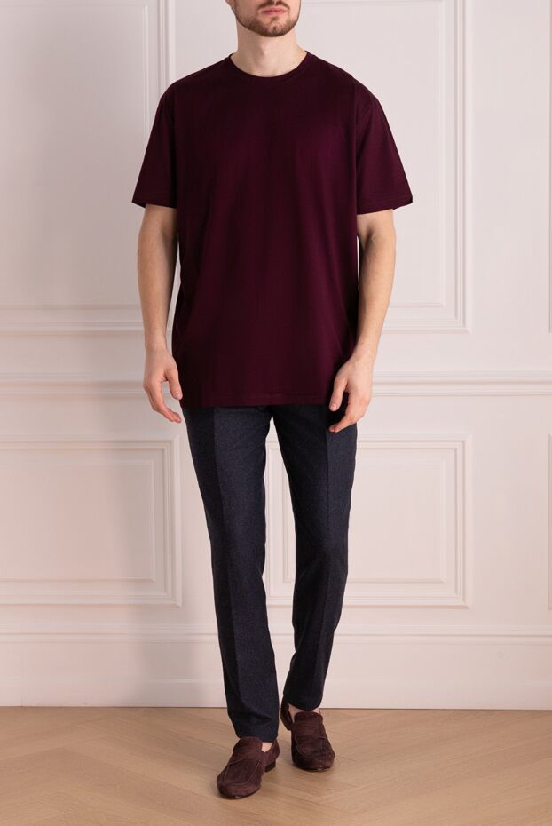 Cesare di Napoli men's basic t-shirt made of soft cotton in a shade of dark grape (markdown) 197042 - photo 3