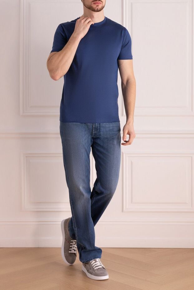 Cesare di Napoli мужские футболка из хлопка синяя мужская купить с ценами и фото 155389 - фото 2