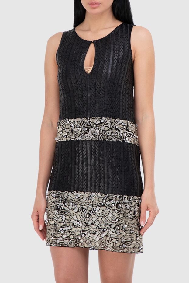 Fleur de Paris black silk dress with sequins and geometric pattern 155428 - photo 3