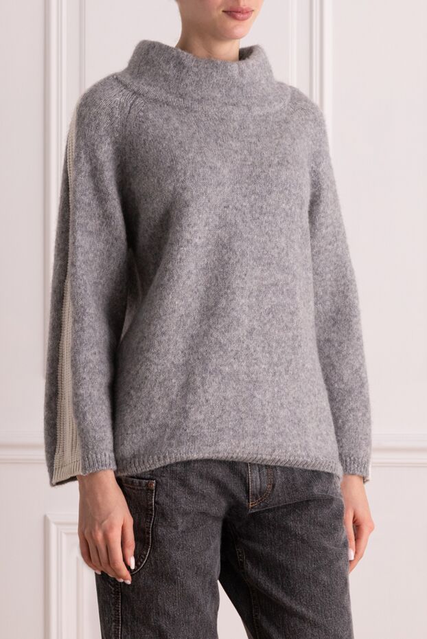 Panicale gray womens jumper with decorative knitting on the shoulders 155468 - photo 3