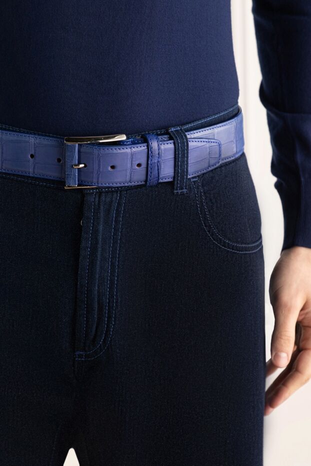 Cesare di Napoli man crocodile leather belt blue for men buy with prices and photos 155500 - photo 2
