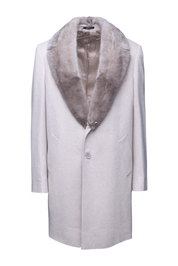 Cesare di Napoli man white cashmere and mink coat for men buy with prices and photos 155511 - photo 1