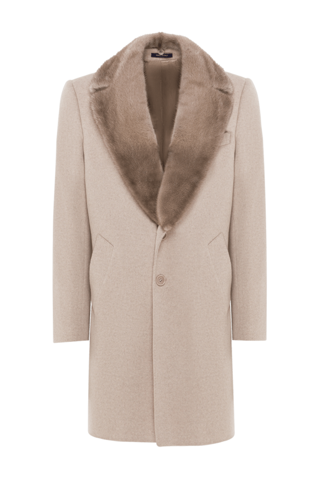 Пальто из кашемира и норки белое мужское - фото 1