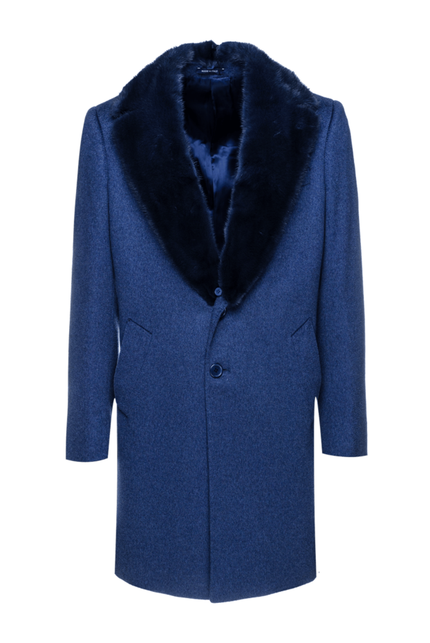 Cesare di Napoli man blue cashmere and mink coat for men buy with prices and photos 155512 - photo 1