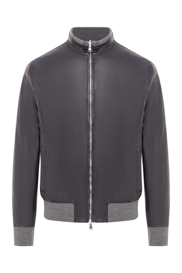 Barba Napoli mens blue leather bomber jacket with quilted lining 155581 - photo 1