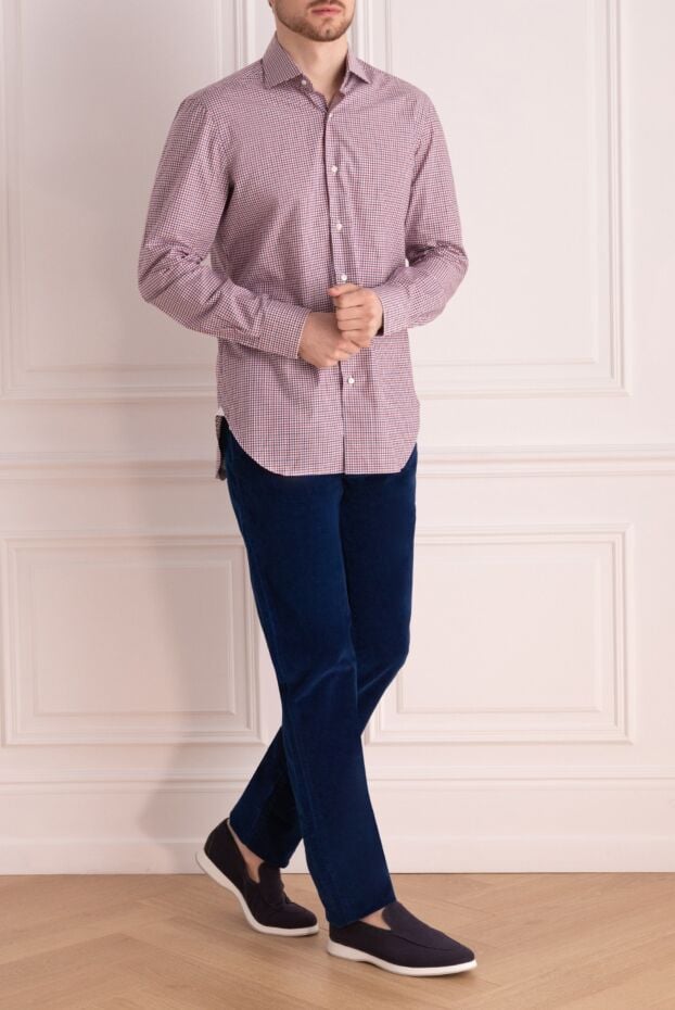 Barba Napoli men's cotton checkered shirt with classic collar 155586 - photo 2