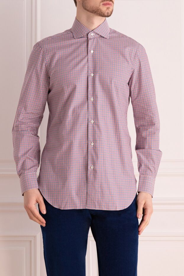 Barba Napoli men's cotton checkered shirt with classic collar 155586 - photo 3