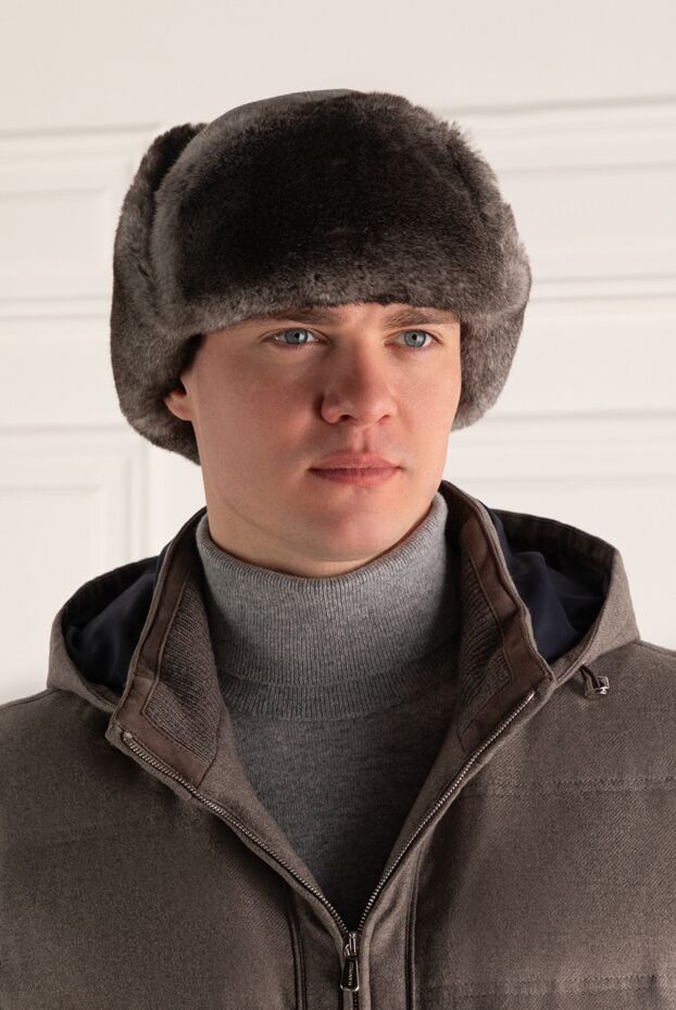Enrico Mandelli man hat made of wool, cashmere and natural fur gray for men buy with prices and photos 155616 - photo 2