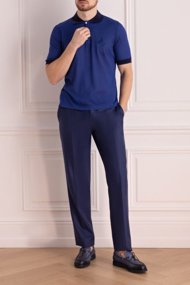 Cesare di Napoli мужские брюки из шерсти синие мужские купить с ценами и фото 155629 - фото 2