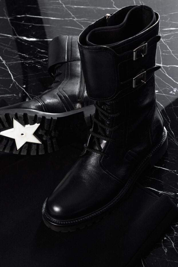 Dior women's black leather boots with buckles 155664 - photo 2