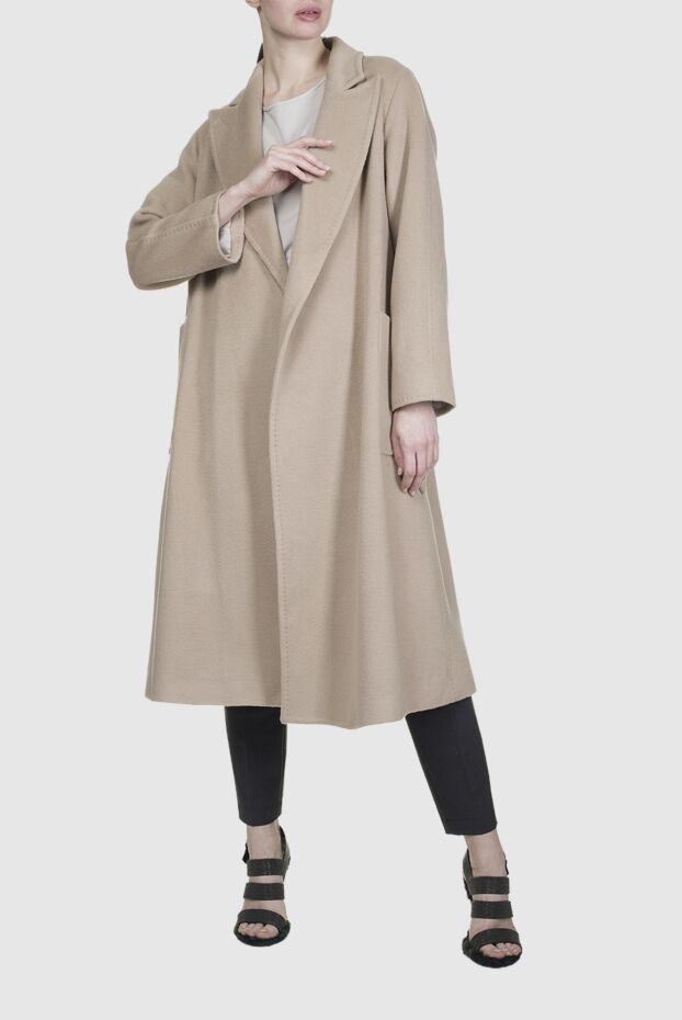 Fleur de Paris пальто з ангори та вовни бежеве жіноче 155672 - фото 3