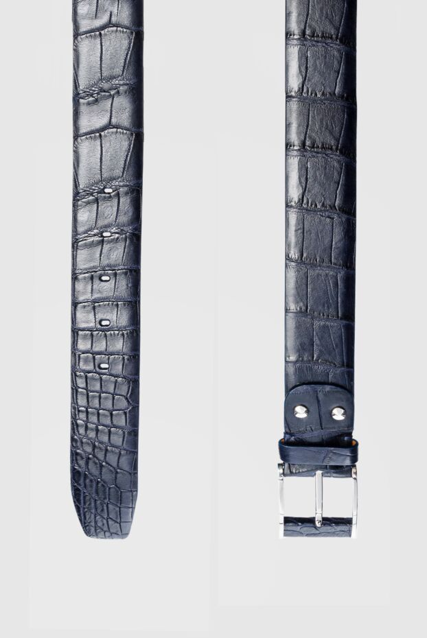 Zilli dark blue crocodile leather belt with polished buckle 155695 - photo 3