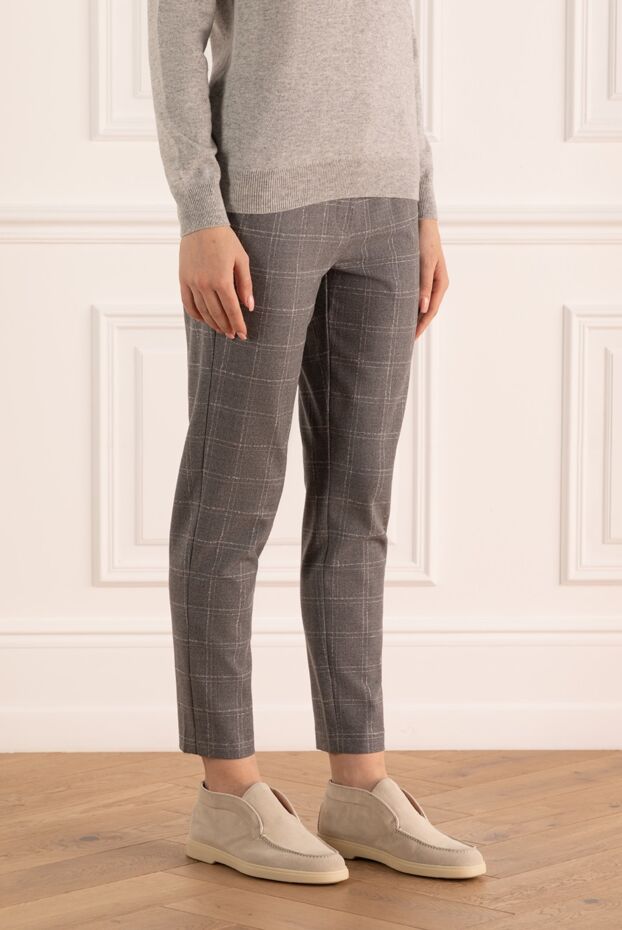 Panicale women's checkered print pants gray 155803 - photo 3