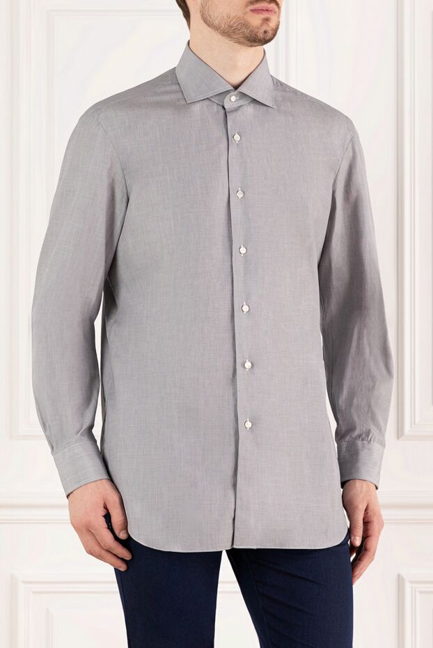 Barba Napoli men's formal gray cotton shirt for office look 155830 - photo 3