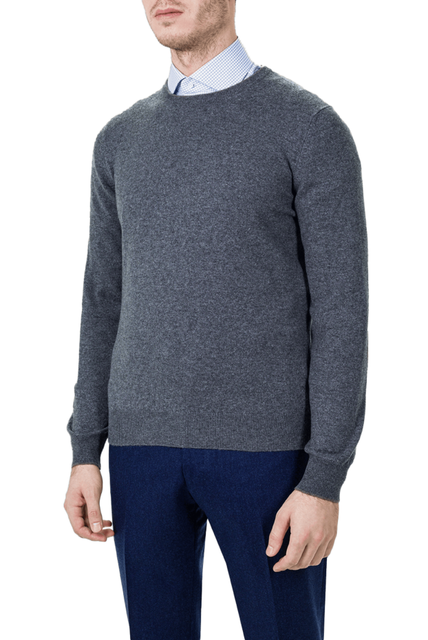 Gran Sasso grey cashmere jumper with decorative elbow patches for men 155838 - photo 3