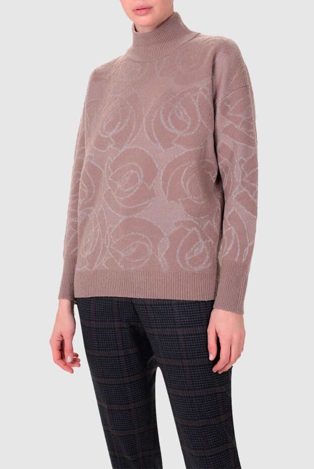 Peserico brown womens jumper with a rose pattern 155863 - photo 3