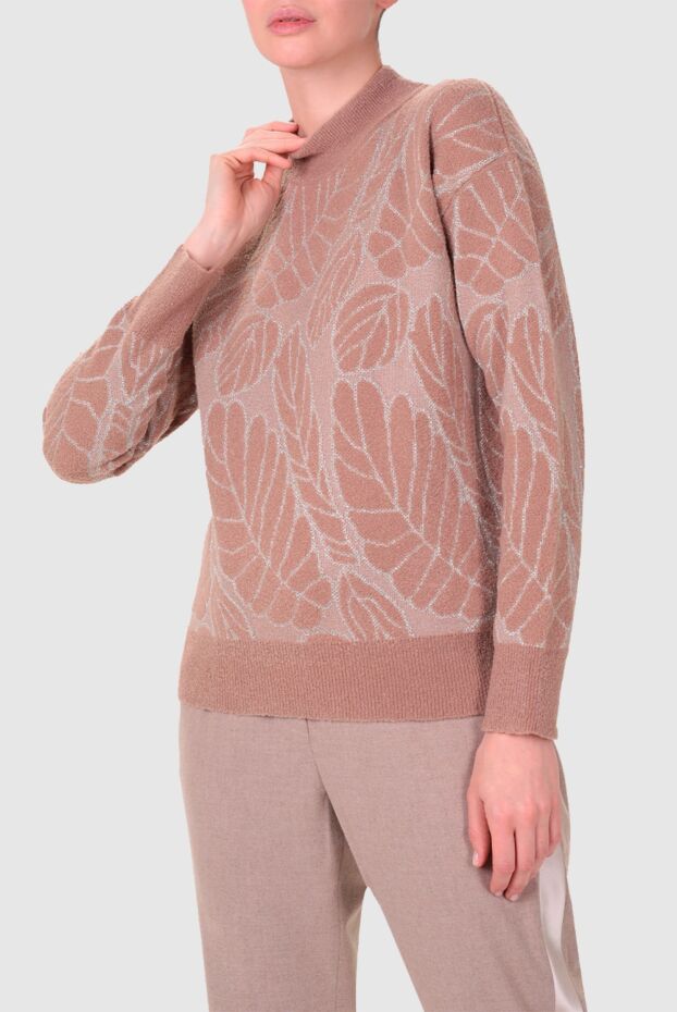 Peserico brown womens jumper with a leaf pattern 155872 - photo 3