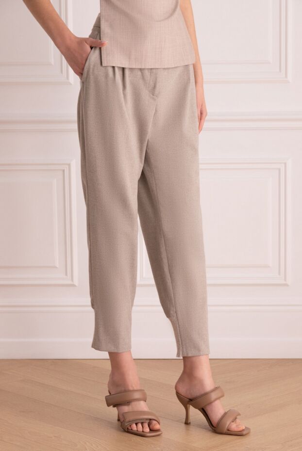 Peserico women's beige straight-cut pants 155915 - photo 3