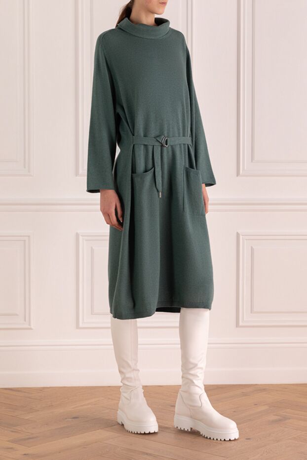Panicale green knitted dress with belt and patch pockets 155974 - photo 3