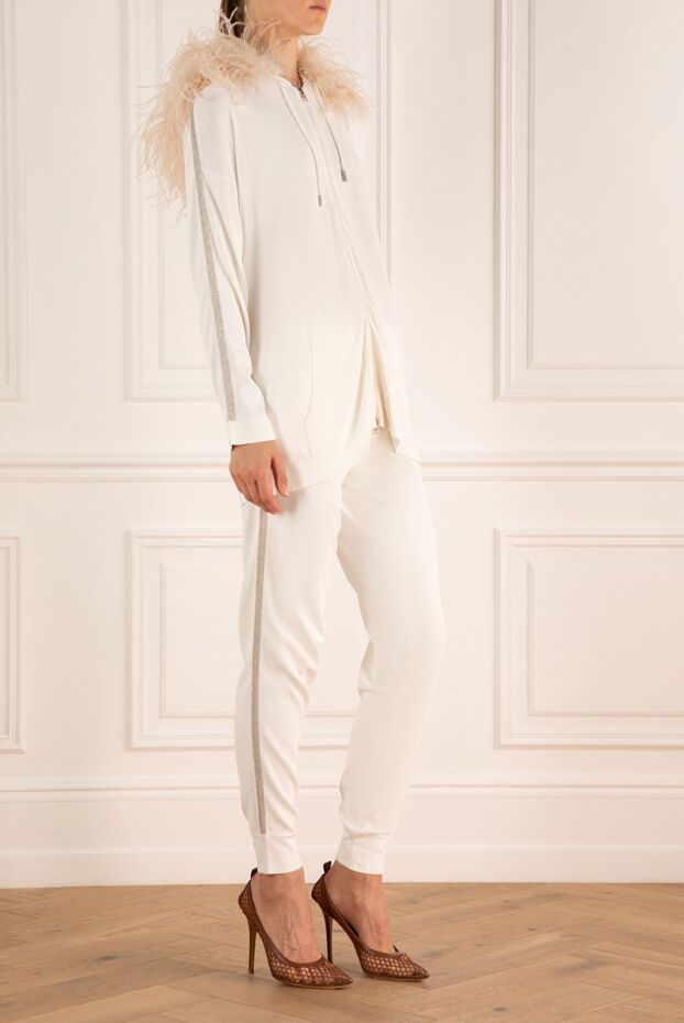 Panicale women's white viscose and elastane walking suit with fur 155984 - photo 3
