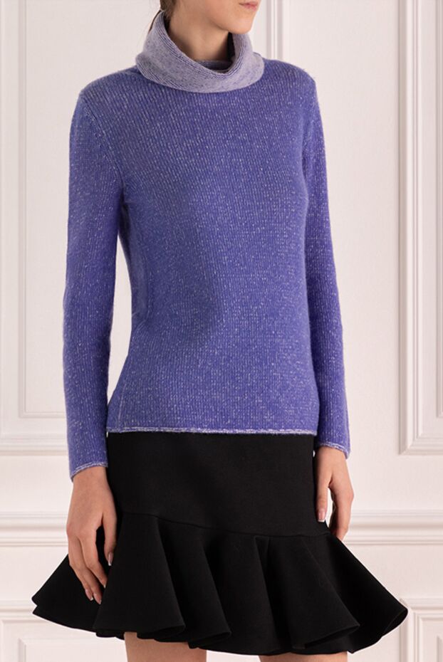 Panicale women's jumper with a blue high collar made of cashmere 155993 - photo 3