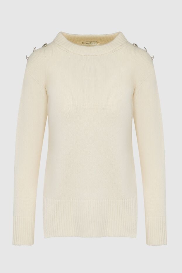 Panicale white womens cashmere jumper decorated with slits and buttons 156001 - photo 1