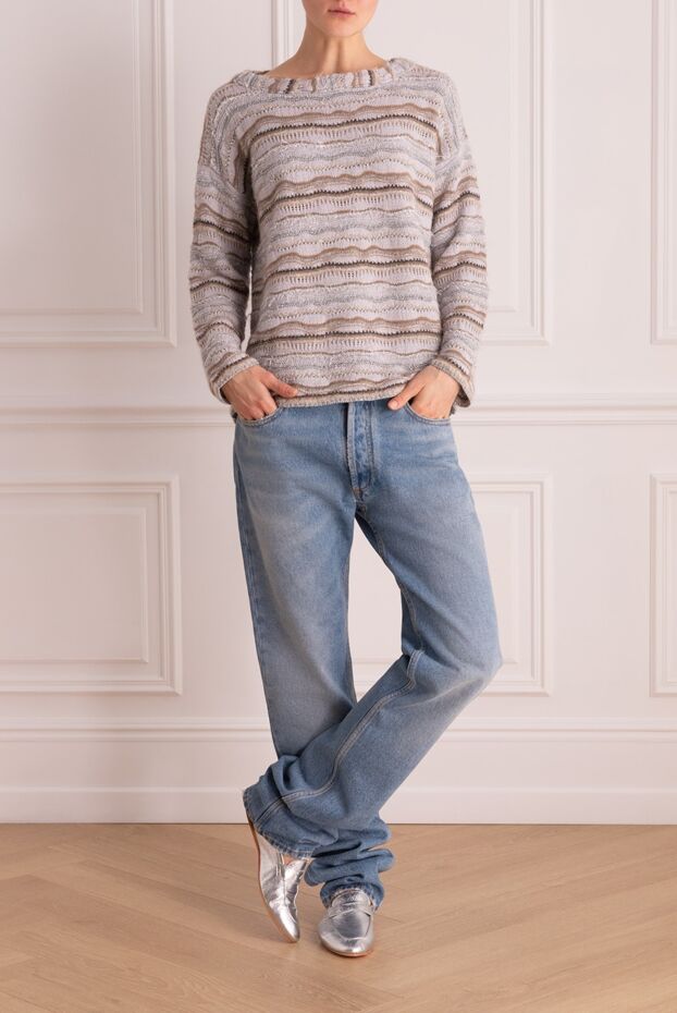 Panicale light gray womens jumper with a fantasy pattern 156002 - photo 2