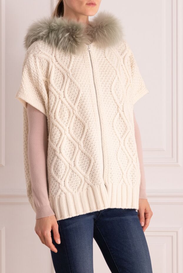 Panicale white wool and polyester cardigan for women 156008 - photo 3