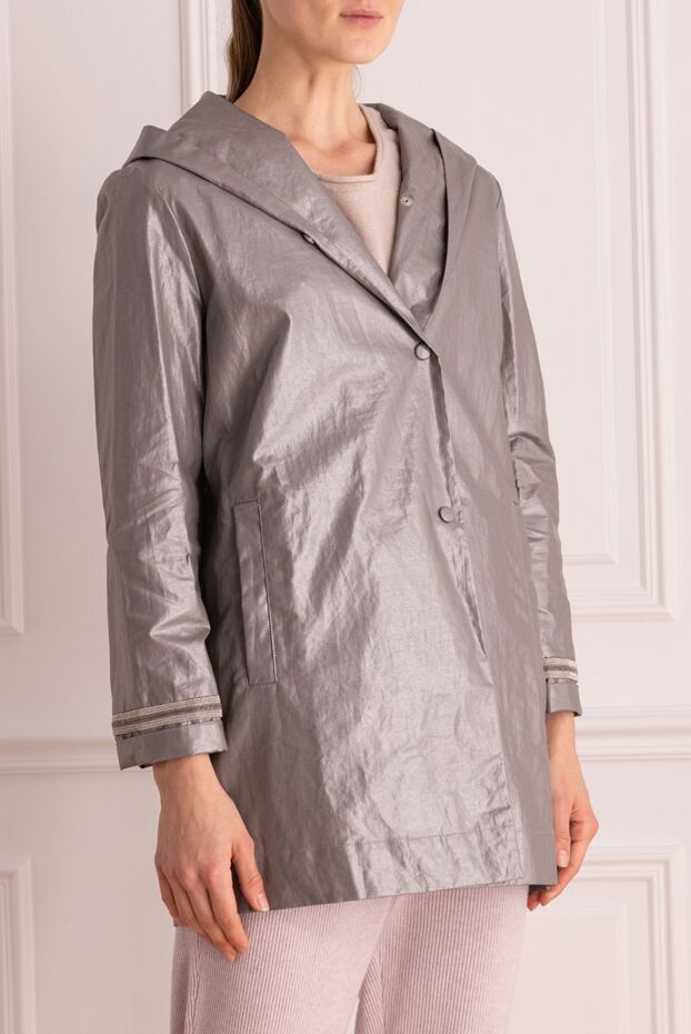 Panicale raincoat made of linen and polyurethane gray for women 156015 - photo 3