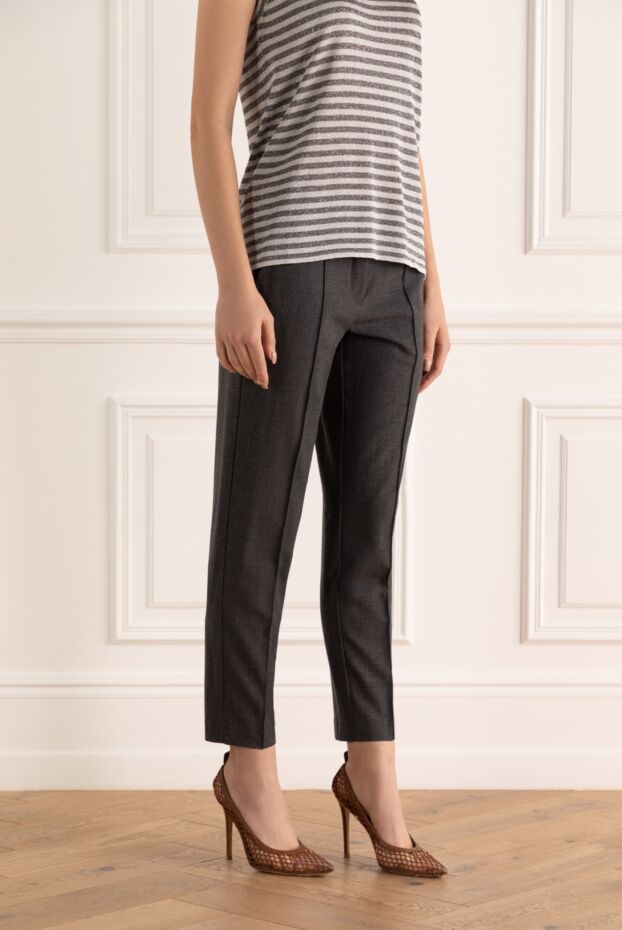 Panicale gray women's trousers with bead decoration 156022 - photo 3