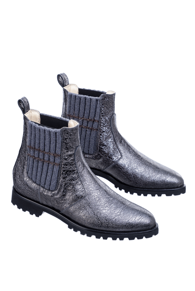 Panicale women's gray leather chelsea boots with a metallic effect 156028 - photo 3